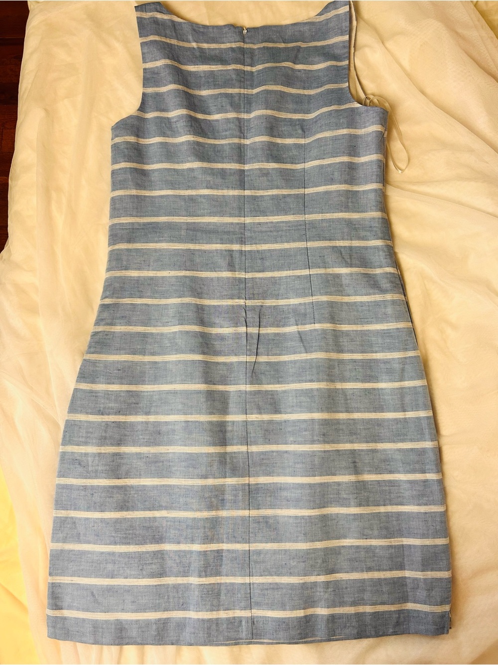 Talbots Light Blue and White Striped Sleeveless Shift Dress
